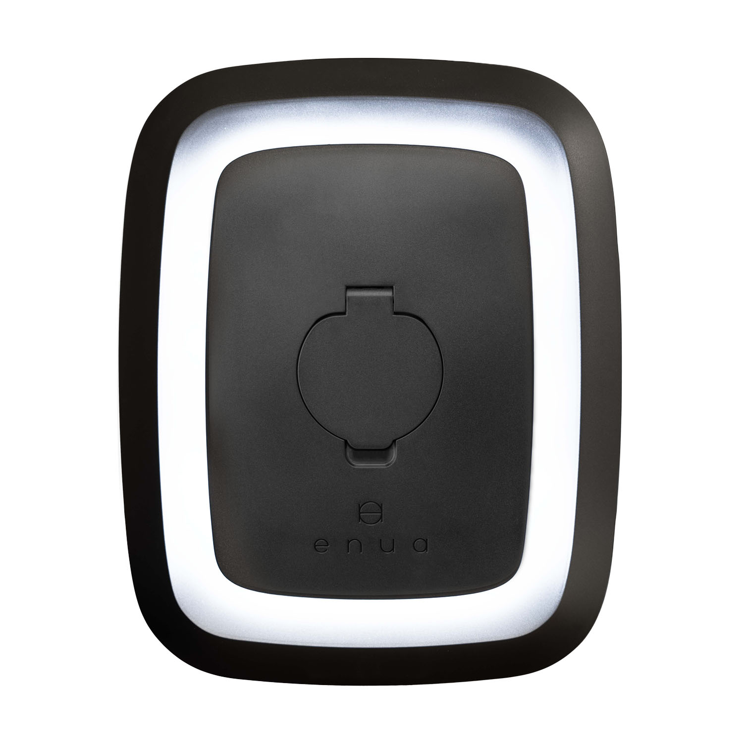 The front of an Enua Charge with the LED ring lit solid white